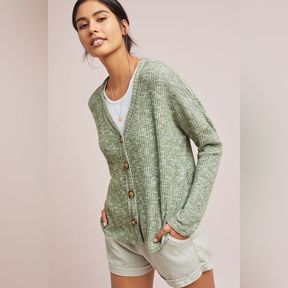 Anthropologie Sweaters - Anthropologie x Eri + Ali Olive Waffle Knit Button Cardi - size XS